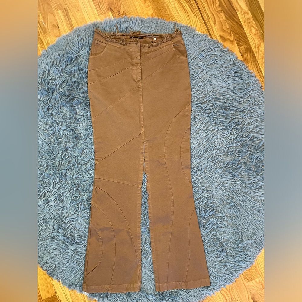 Collection Privee Brown Denim Maxi Skirt Front Back Slit Size S